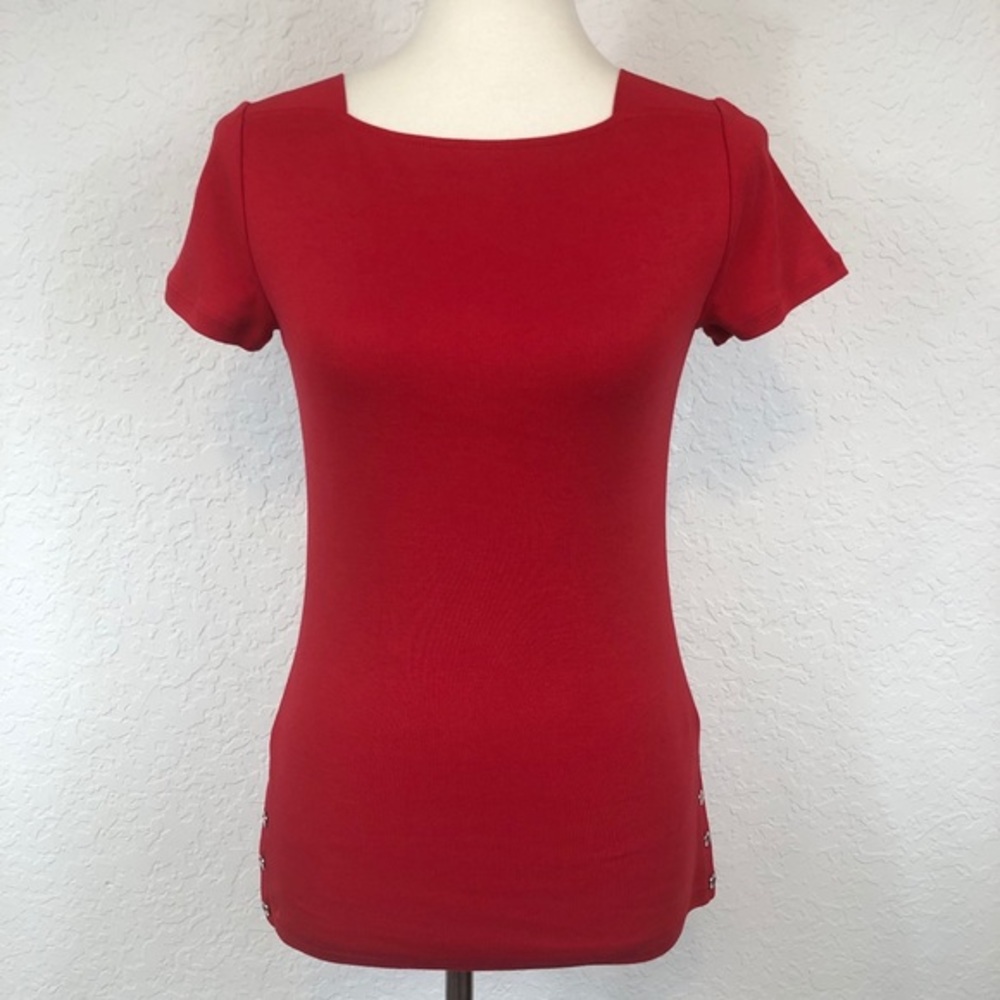 Lauren Ralph Lauren Red Boat Neck Short Sleeve Top
Size Medium